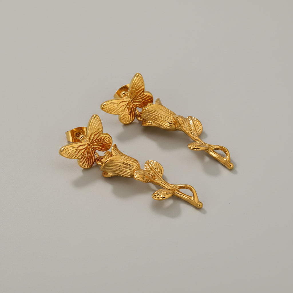 Butterfly Rose Earrings