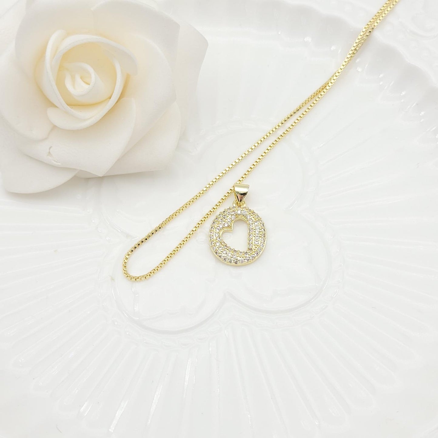 Janiha Initial Heart Bubble Necklace