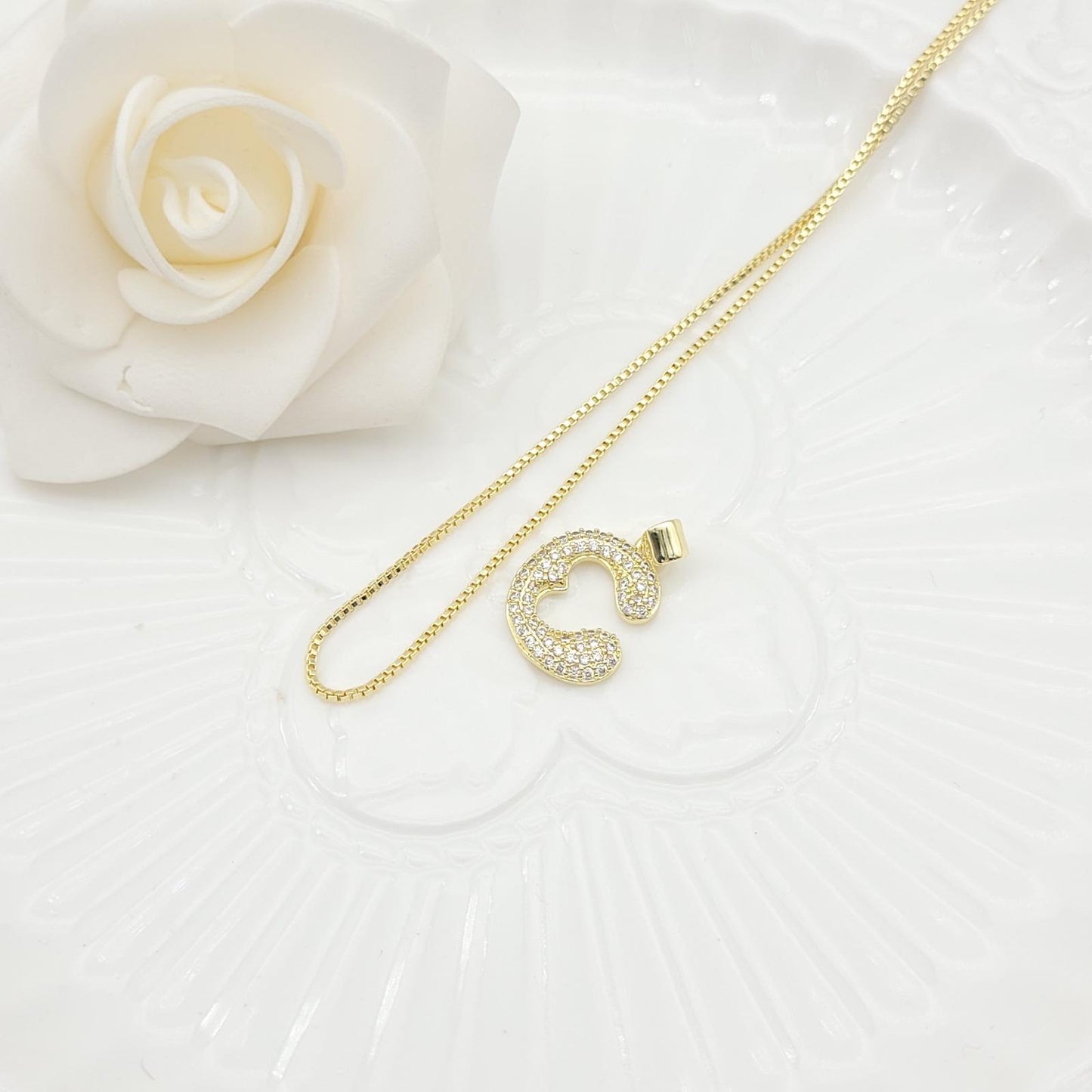 Janiha Initial Heart Bubble Necklace