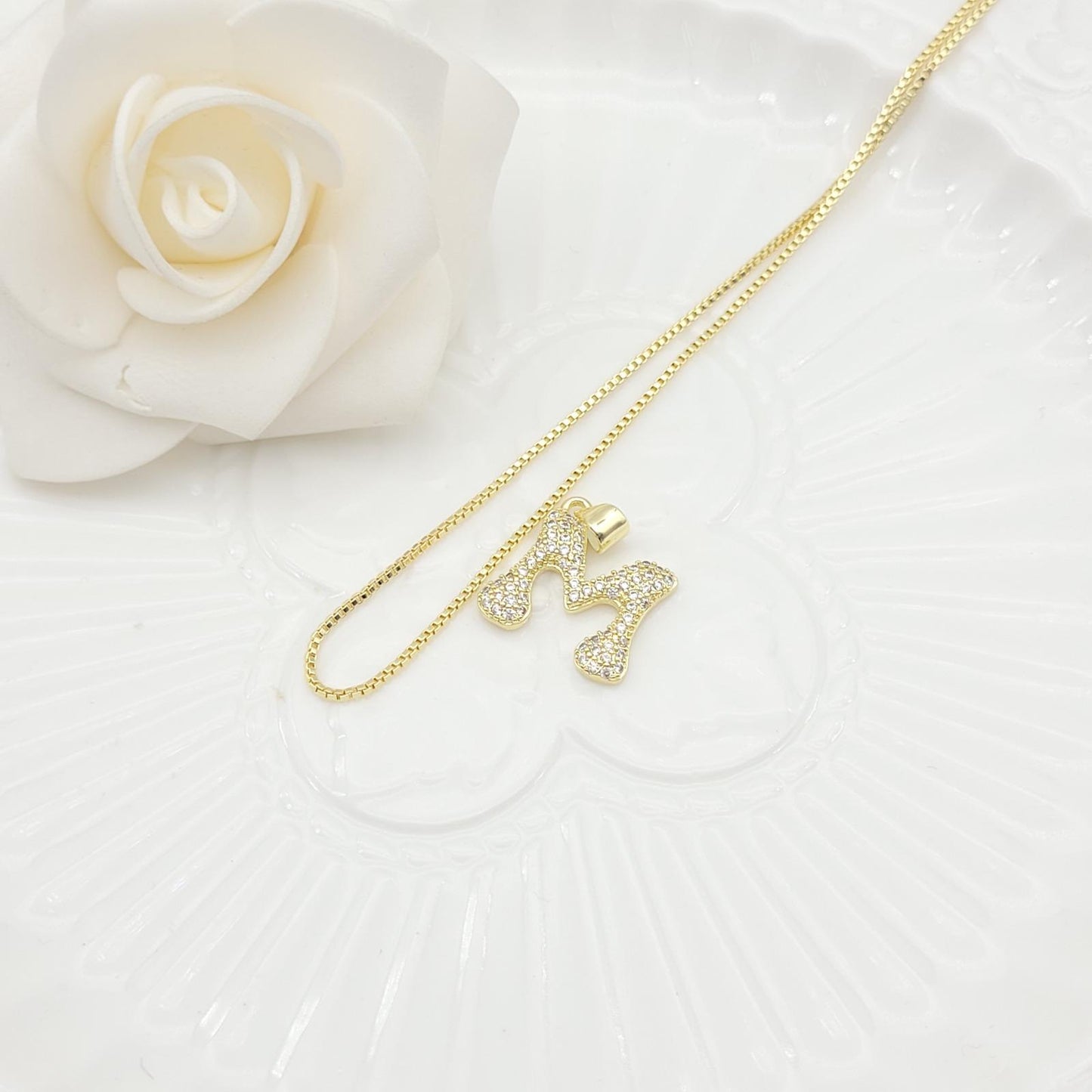 Janiha Initial Heart Bubble Necklace