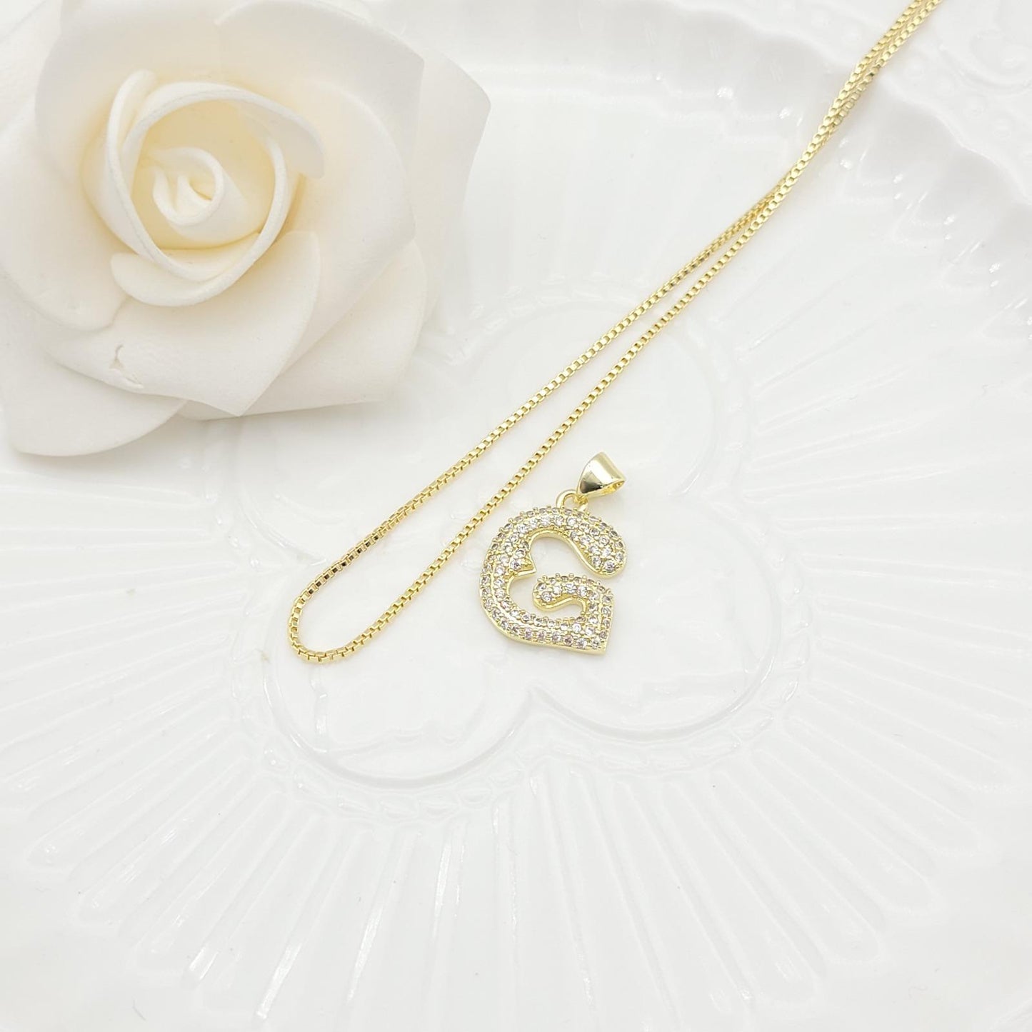 Janiha Initial Heart Bubble Necklace