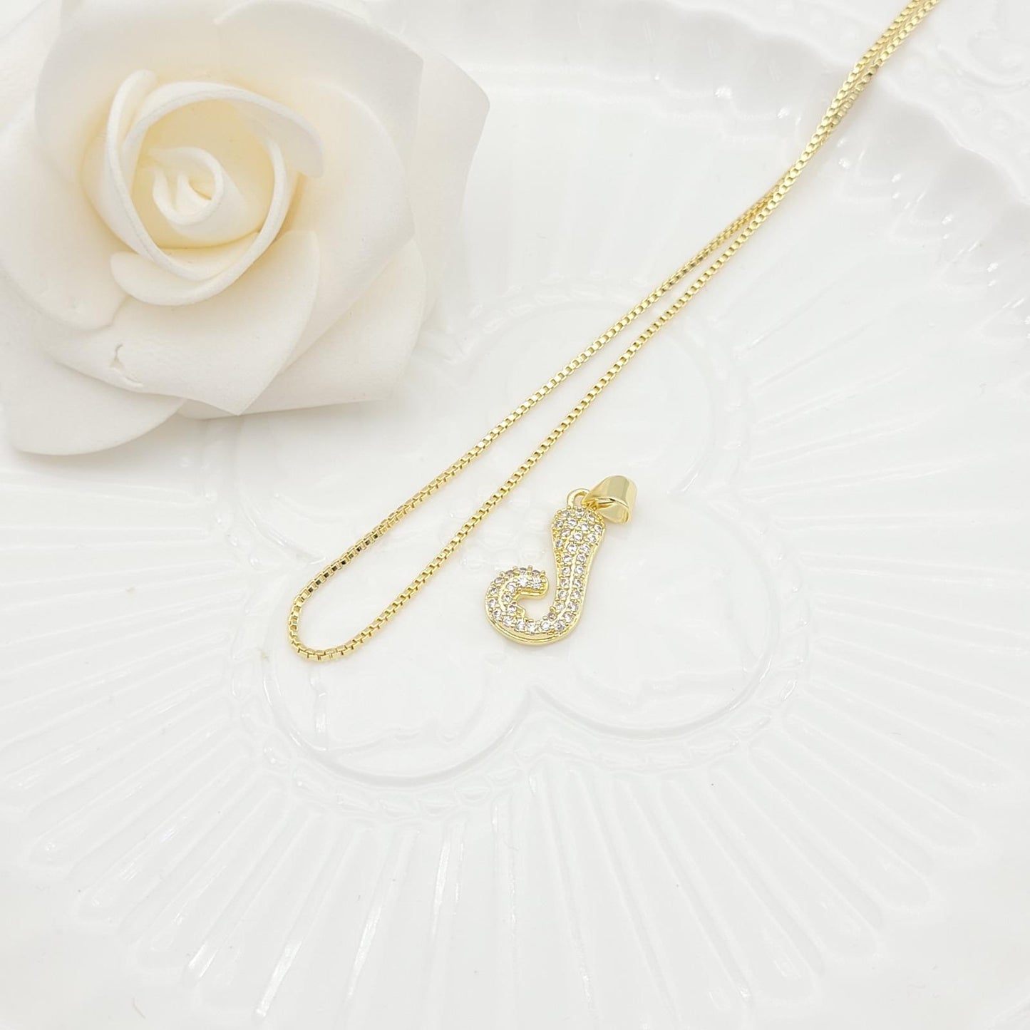 Janiha Initial Heart Bubble Necklace