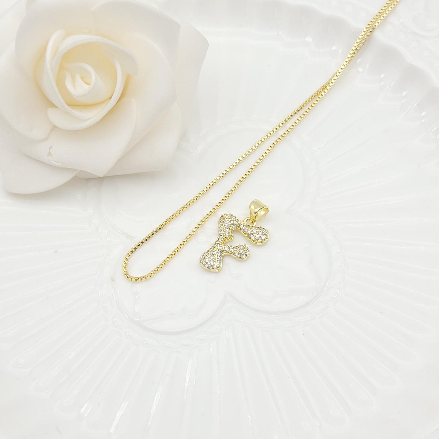 Janiha Initial Heart Bubble Necklace