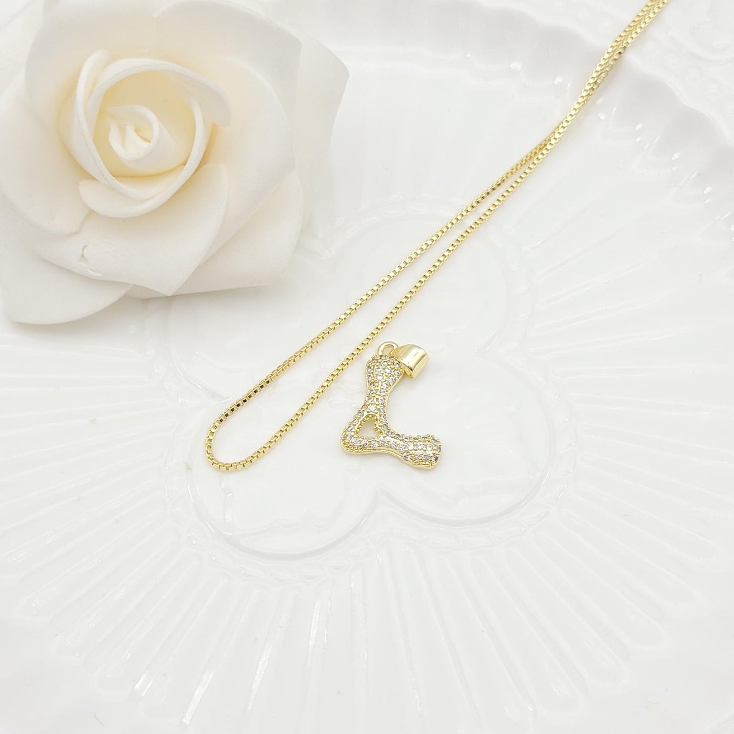 Janiha Initial Heart Bubble Necklace