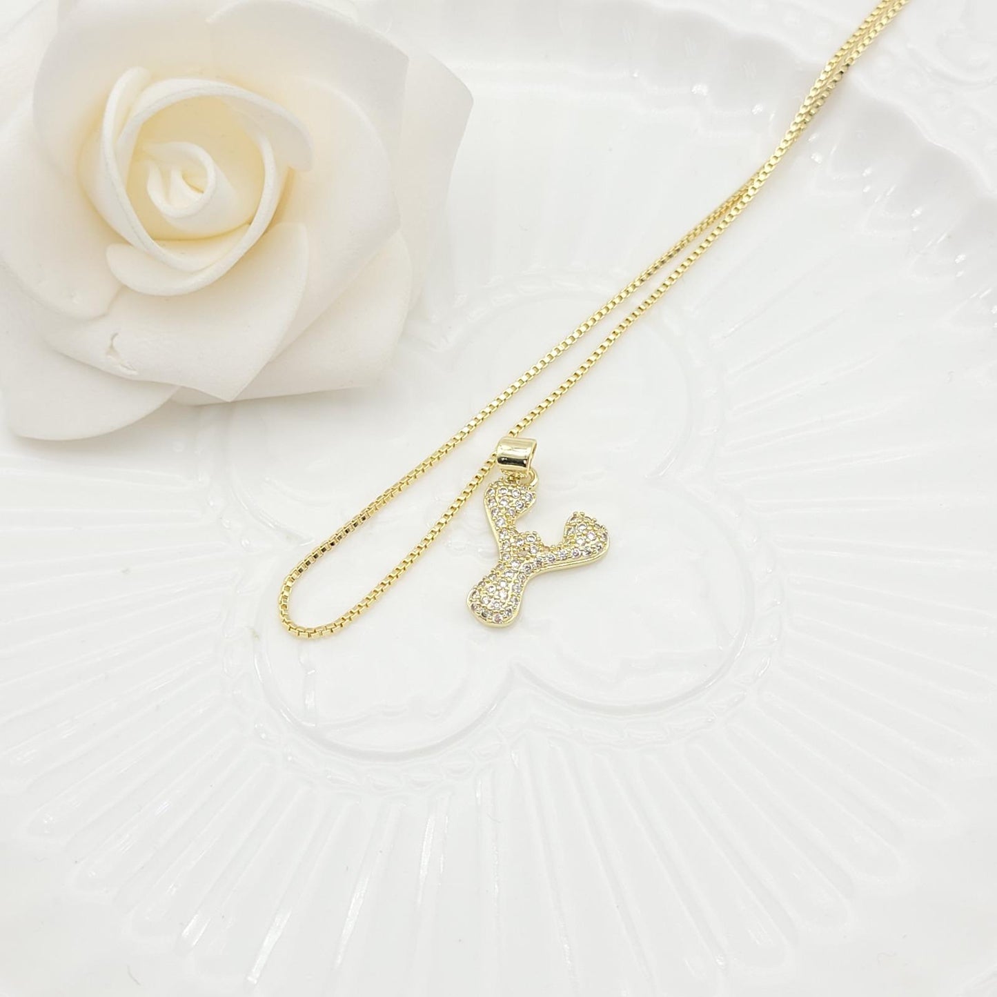 Janiha Initial Heart Bubble Necklace