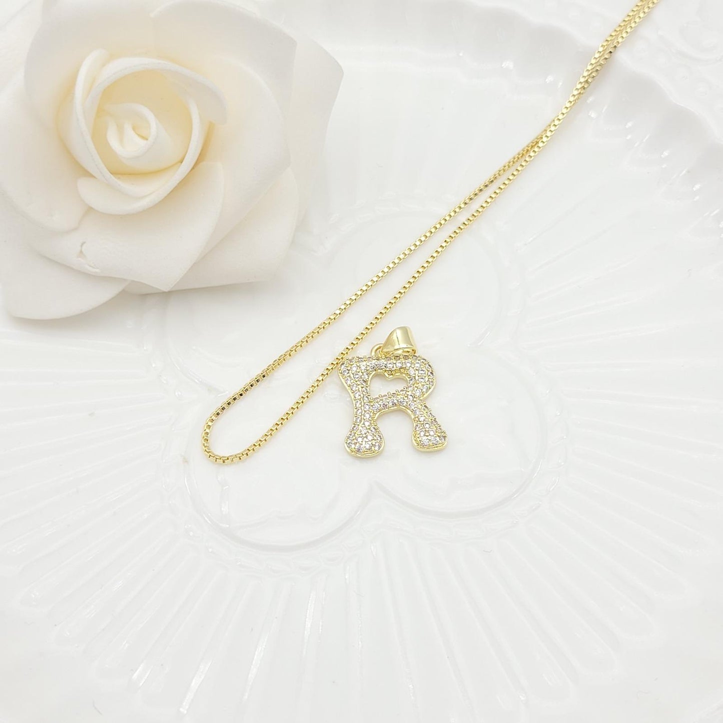 Janiha Initial Heart Bubble Necklace