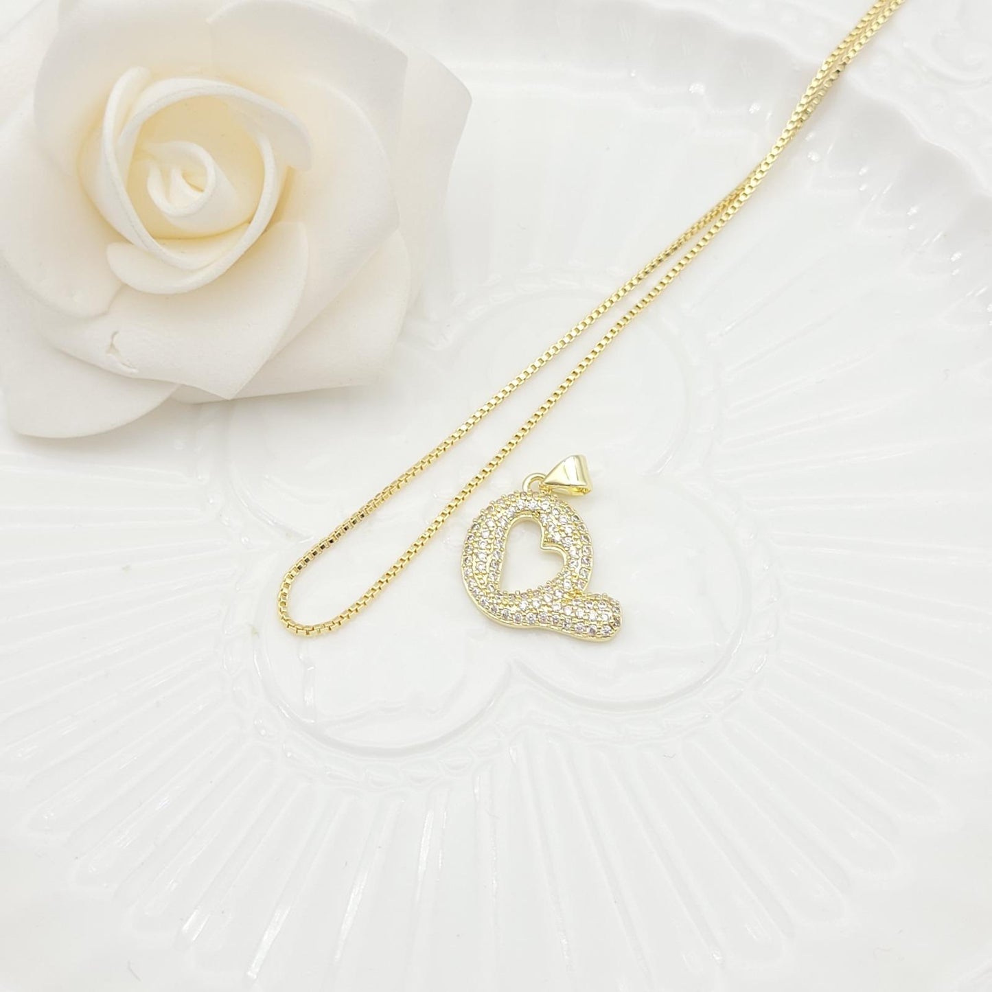 Janiha Initial Heart Bubble Necklace