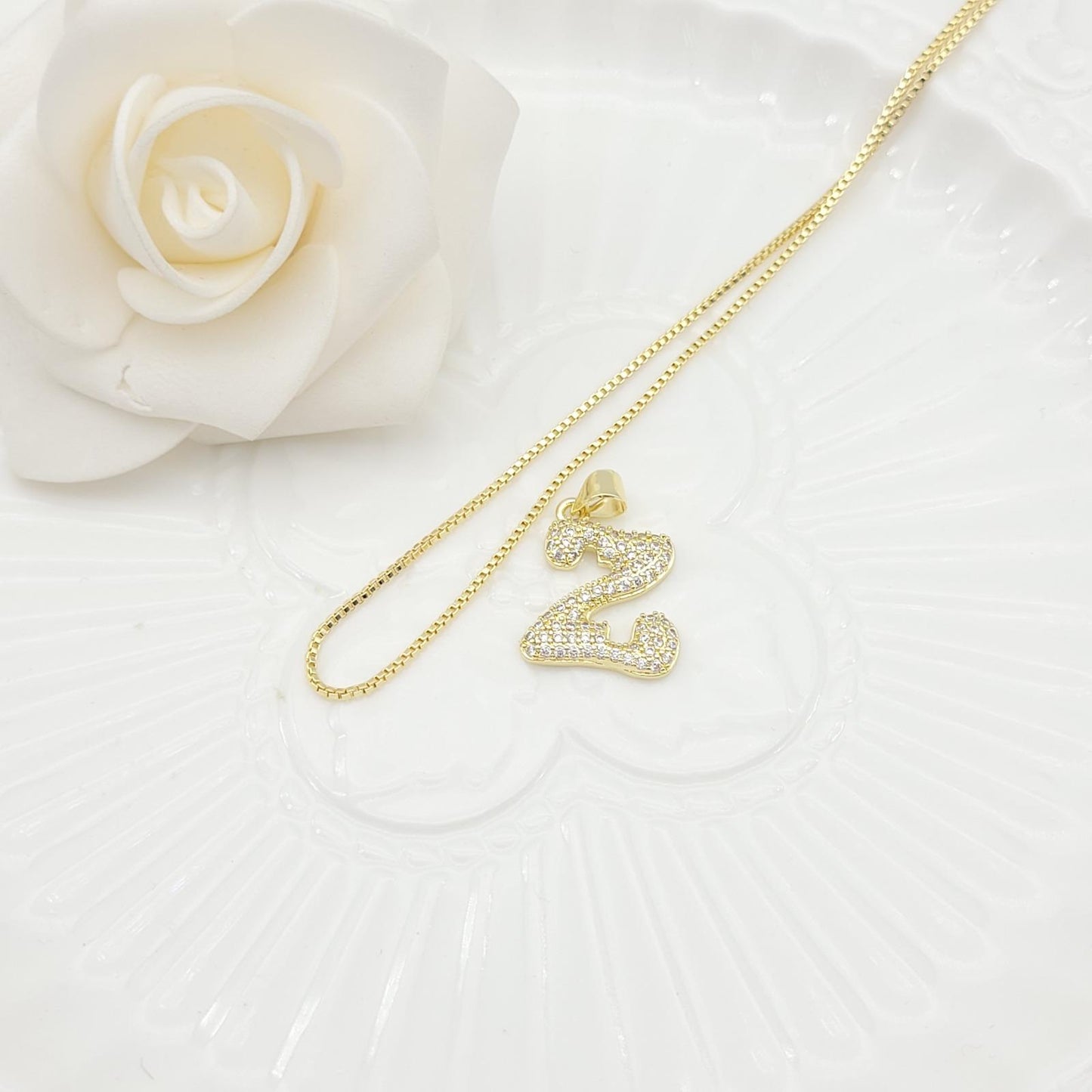 Janiha Initial Heart Bubble Necklace
