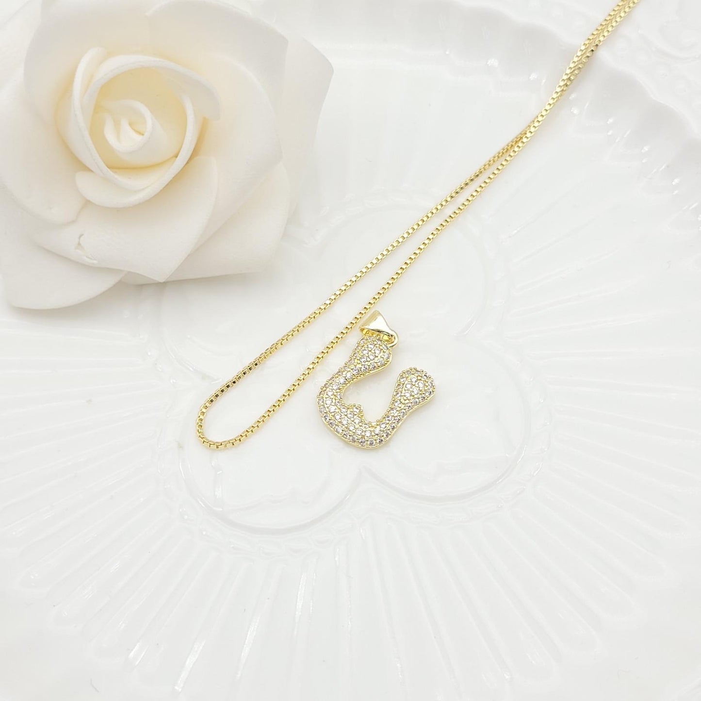 Janiha Initial Heart Bubble Necklace