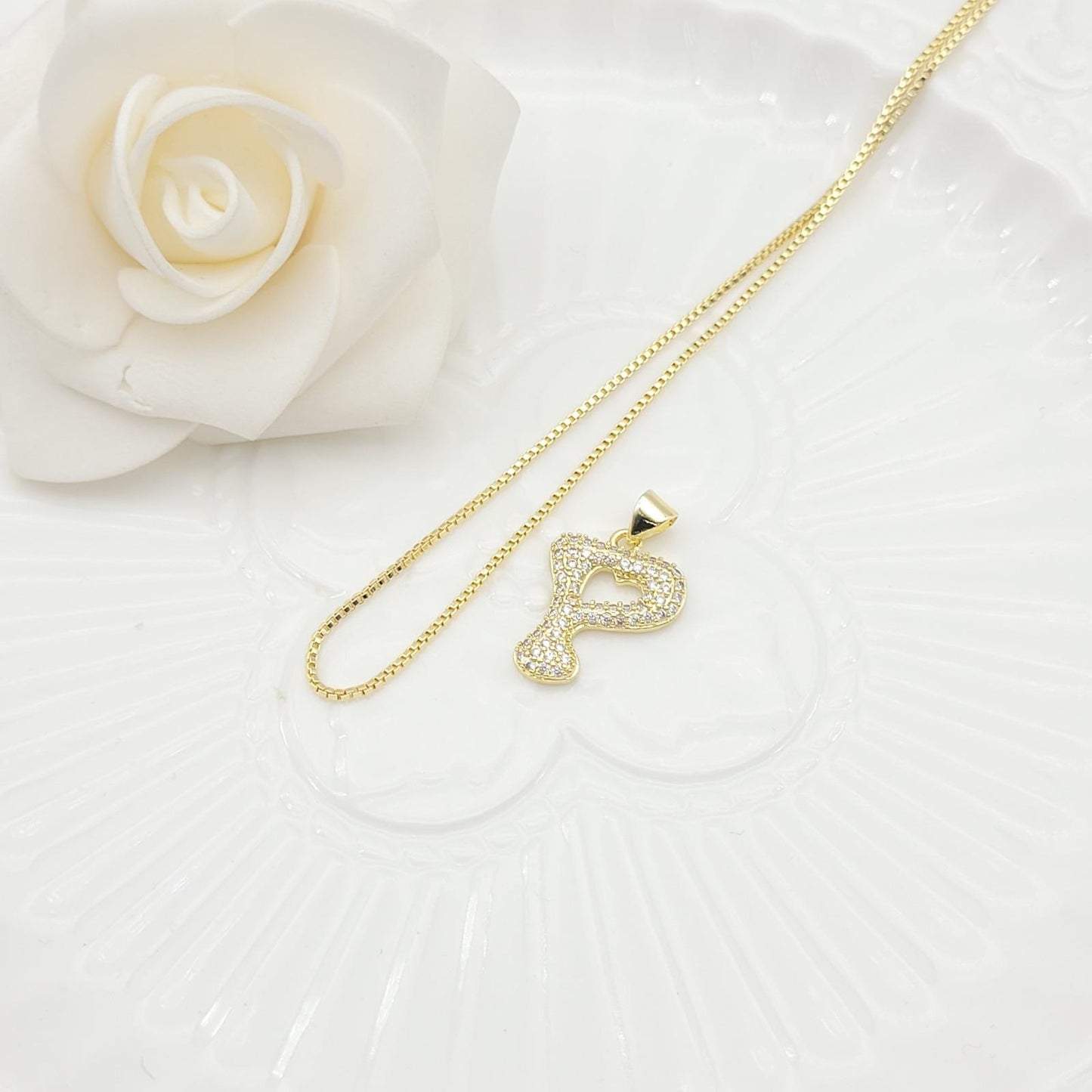 Janiha Initial Heart Bubble Necklace