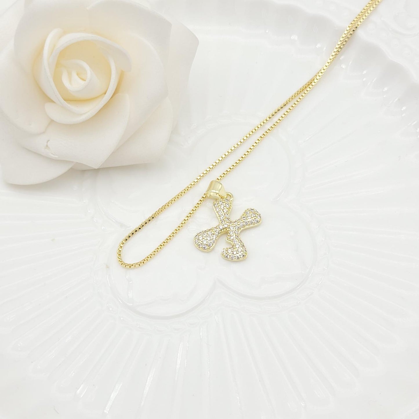 Janiha Initial Heart Bubble Necklace