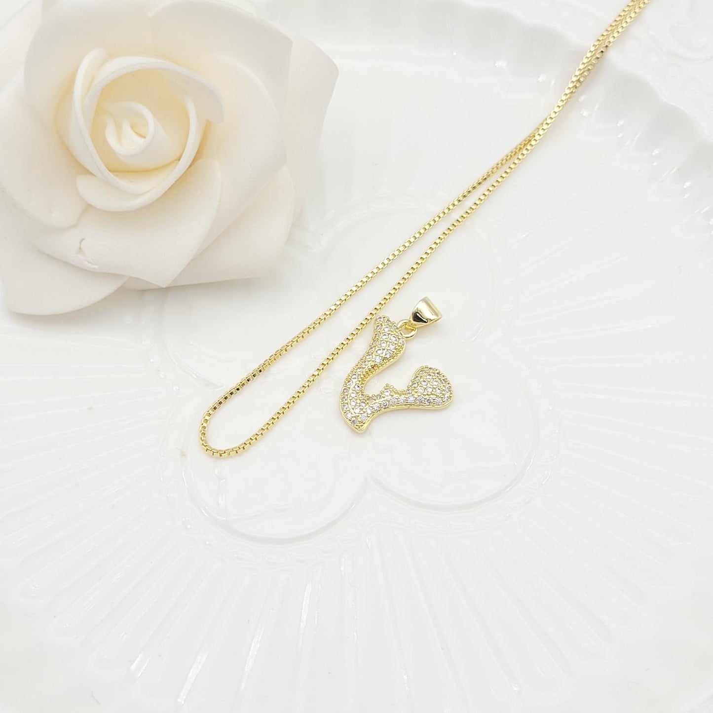 Janiha Initial Heart Bubble Necklace