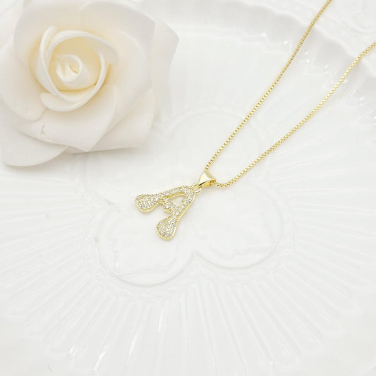 Janiha Initial Heart Bubble Necklace